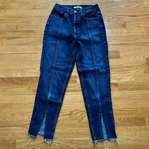 💫2/$10💫 PACSUN Ultra High Rise Slim Split Raw Hem Jeans Dark Wash 26